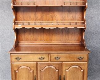 20th Century Ethan Allen American Traditional Solid Cherry Stepback Cupboard #765021