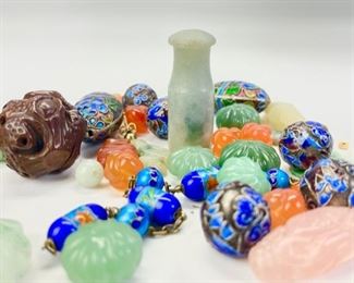 Jade, Rose Quartz, Carnelian, Wooden, & Cloisonne Enamel Beads Perfect For Jewelry Making