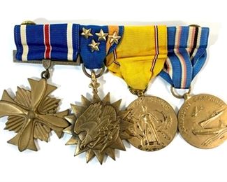 United States WWII and Korean War Distinguished Flying Cross, Air Medal With 4 Stars, American Defense Service, and American Campaign Medals 