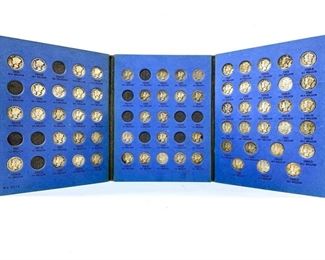 Very Complete 1916-1945 Mercury Dime Collection Book - The collection book includes a total of 65 Mercury dimes in varying condition but good overall. The collection is entirely complete for the last eleven years of issue from 1935 to 1945 with every mint variety. Each was struck in 2.5g of .900 silver. - Lot 785
