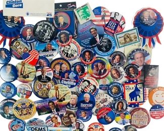 Collection of 1990s-2020s US Presidential and Political Race Election Pins/Buttons - Approx. 60 Individual Pins and Buttons, and more!