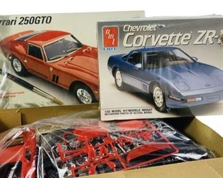Brand New Unopened 1990 ERTL Chevrolet Corvette ZR-1 1/25 Model Kit and 1988 Testors Ferrari 250GTO 1/24 Opened Model Kit - ERTL box Brand New, Testors Box Opened on One End