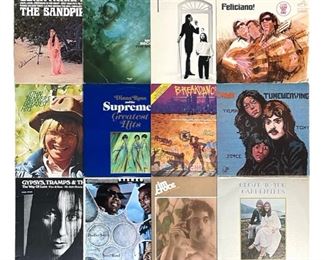 Collection of Rock, Soft Rock, and Blues Vinyl Records - About 84 Records with Artists Including John Denver, Fleetwood Mac, Jim Croce, The Carpenters, The Supremes, Herb Alpert, Sammy Hall, and More