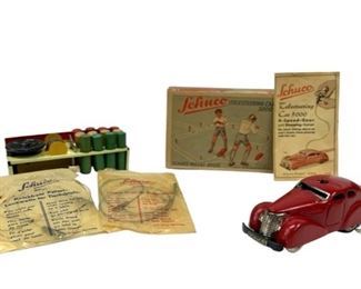 Antique German Schucco 3000 Tin Toy Wind-Up Car - In great condition with key, manual and box. Looks all original.