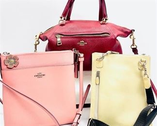 Coach Kitt Messenger Crossbody Bag, Coach Prairie Satchel Wine Red Shoulder Bag And Coach Beige Crossbody Handbag 