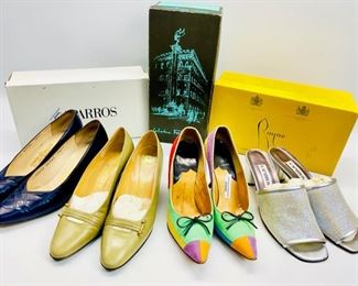 Salvatore Ferragamo, Rayne, Caparros And Jacques Heim Pointed Toe Heels And Turbot Silver Metallic Mule Eve