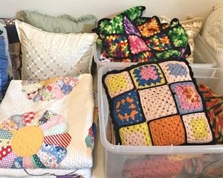 Quilts, afghans, pillows, etc.
