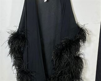 BLACK SHEER ADRIENNE LANDAU FEATHERED EVENING WRAP, OH LA LA!!!