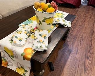 Lemon throw for coffee table or dining room table
