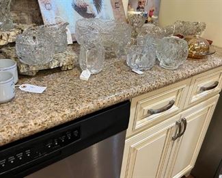 Glassware and granite pot stands