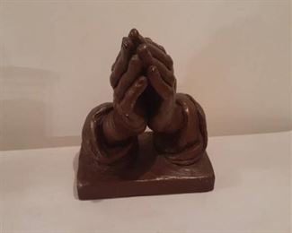 Bronze praying hands statue. 9 in tall. See pictures for artist.