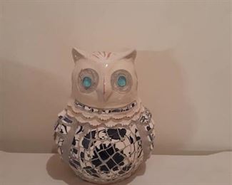11in clay mosaic owl statue