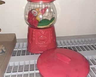 Ceramic gumball machine cookie jar and candy dish with lid