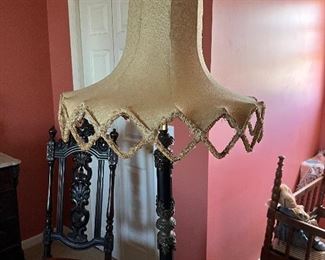 matching antique marble table & lamp