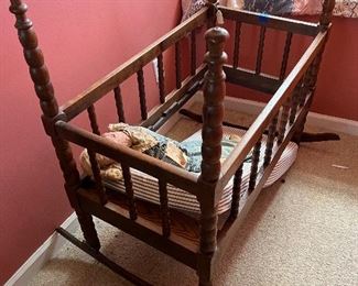 primitive antique baby cradle