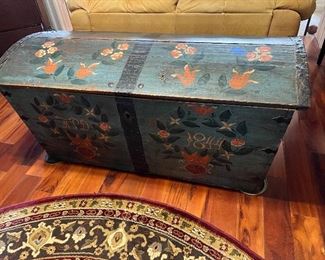 1800s primitive antique painted blanket chest 