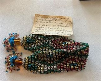 Victorian Antique beaded Miser  Coin Purse