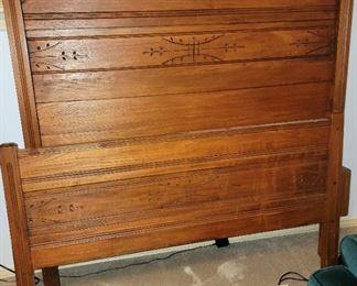 Antique carved head - foot board frame
