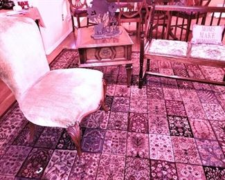 Retro chair, bench and rug