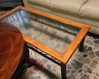 Glass Rop Metal Base Coffee Table