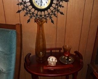 Midcentury Starburst Wall Clock - Rolling Cart - Midcentury Tall Vase
