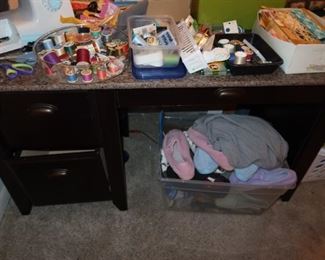 Marble Top Mahogany Desk - Sewing Supplies