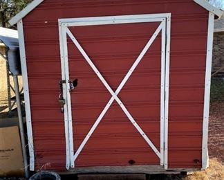 8X8X16 FOOT METAL BUILDING ON SKIDS. 8' WIDE 8' TALL 16' LONG.