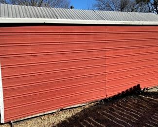 8X8X16 FOOT METAL BUILDING ON SKIDS. 8' WIDE 8' TALL 16' LONG.