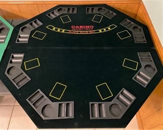 WE HAVE 3 POKER TABLE TOPS. SOUNDS LIKE FUN. A SINGLE FOLD OVER. AND STORAGE.