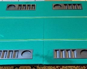 WE HAVE 3 POKER TABLE TOPS. SOUNDS LIKE FUN. A SINGLE FOLD WITH BOX.