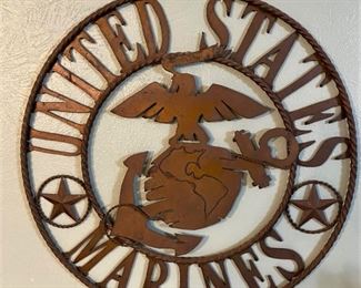 LARGE UNITED STATES MARINES METAL DISPLAY.