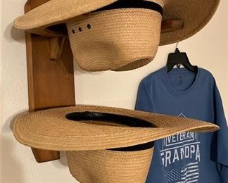 COWBOY HATS AND BOOT HAT HOLDER.