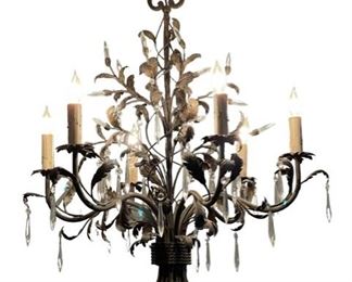 $200 USD     Fine Art Bronze and Crystal 6 Light Acanthus Chandelier RS157-23      Description: This 6-light chandelier brings an accent of glamour to your home. It's made from metal and features an empire silhouette that is decorated with scrolling faux leaves and crystal accents. 
Condition: Excellent
Dimensions: 35 x 44" Drop
Local pick up Bethesda, MD.  Located on the second floor.  Contact us for shipper suggestions.      https://goodbyhello.com/products/fine-art-chandelier-rs157-23?_pos=8&_sid=4902c6108&_ss=r