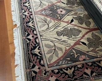 $200 USD       Hand Knotted Green / Beige Area Rug RS157-10      Description: This rug has a beautiful beige field gracefully adorned with motifs of green and dusty rose with a darker border. 
Condition: Good condition.  Very clean
Dimensions: 108 x 74" (9 x 6')
Local pick up Bethesda, MD.  Located on the main floor.  Contact us for shipper suggestions.      https://goodbyhello.com/products/hand-knotted-rug-rs157-10?_pos=2&_sid=4902c6108&_ss=r