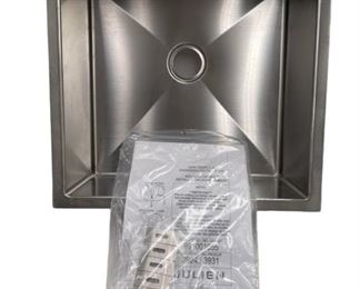 $550 USD      Julien Undermount Stainless Bar Sink 3924 / 3931 JI35-3     Description:  JULIEN stainless steel sink model 3924 is a single bowl undermount specialty sink and is part of JULIEN's J7 Collection. 
The J7 Collection combines minimalist design with maximum flexibility. With revolutionary tight corners of 7 mm radius, the J7 Collection brings out the full richness of stainless steel. It combines all the advantages of both square and large radius sinks, providing easy maintenance and cleaning and still maximizing the available working space at the bottom of your sink.
Dimensions:  16.5 x 16.5 x 7H
The bowl size is 15" (left-to-right) x 15" (front-to-back) x 7" (top-to-bottom). Overall dimensions are 16" (left-to-right) x 15.5" (front-to-back) x 7" (top-to-bottom). The recommended cabinet size (exterior dimensions) is 21".
Condition:  New
Local pickup Bethesda, MD.