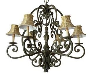 $255 USD     6 Light Iron Scrolled Chandelier LA178-12     Description: The detailed craftsmanship of this chandelier will add to the elegance of any interior application.
Dimensions: 36 x 32"H (to chain)
Condition: Very good condition
Local pick up Potomac, MD.  Located on first floor.  Contact us for shipper suggestions.     https://goodbyhello.com/products/la178-12?_pos=4&_sid=7cd389f6e&_ss=r