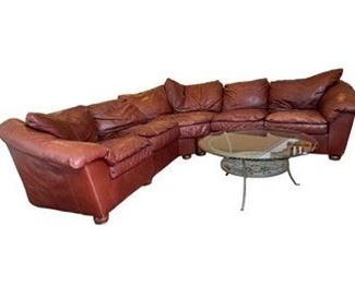 $1000 USD     Hancock & Moor Natural Markings Leather Sectional Sofa Couch LA178-24     Description: Luscious leather.  This is incredible!  The natural leather is so soft it's easy to spend the day relaxing or watching your favorite sport on TV.  See our complementary chair and ottoman listing 
Dimensions: 102 x 106 x 28"H
Condition: Good condition.  Leather is natural and weathers.  See photos for details.
Local pick up Potomac, MD.  Located on first floor.  Contact us for shipper suggestions.    https://goodbyhello.com/products/la178-24?_pos=22&_sid=7cd389f6e&_ss=r