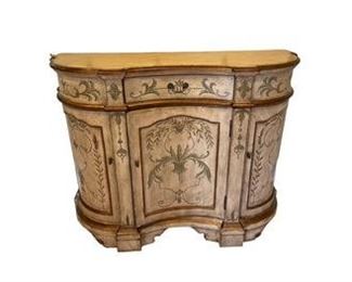 $550 USD     Italian Venetian Hand Painted Serpentine Console Cabinet LA178-32     Description: Gorgeous, hand painted 1 drawer, 3 door hand painted cabinet
Dimensions: 45 x 16.5 x 34"H
Condition: Very good condition
Local pick up Potomac, MD.  Located on first floor.  Contact us for shipper suggestions.     https://goodbyhello.com/products/la178-32?_pos=13&_sid=7cd389f6e&_ss=r