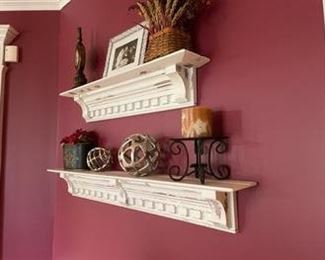 $125 USD      Pair of Distressed White Shelves w Dentil Design LA178-15    Description: This pair of distressed shelves is a perfect way to add interest to a blank wall. 
Dimensions: 6.5 x 5.5"D x 48"L;  6.5 x 5.5"D x 36"L
Condition: Very good condition
Local pick up Potomac, MD.  Located on first floor.  Contact us for shipper suggestions.     https://goodbyhello.com/products/la178-15?_pos=20&_sid=7cd389f6e&_ss=r