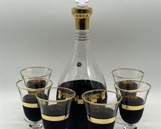 (6) Elle Yikayiniz Decanter & 5- Wine Goblets