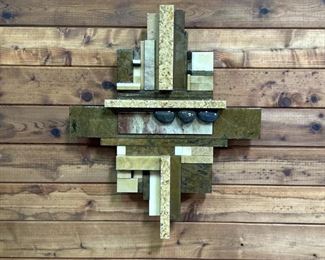 Signed Abstract Stone Sculpture, Wall Decor