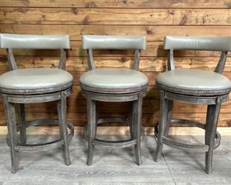 (3) Rustic Western Swiveling Barstools, 23in Seat