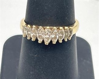 14kt 9 Diamond 2.5dwt Ring, Size 7.5