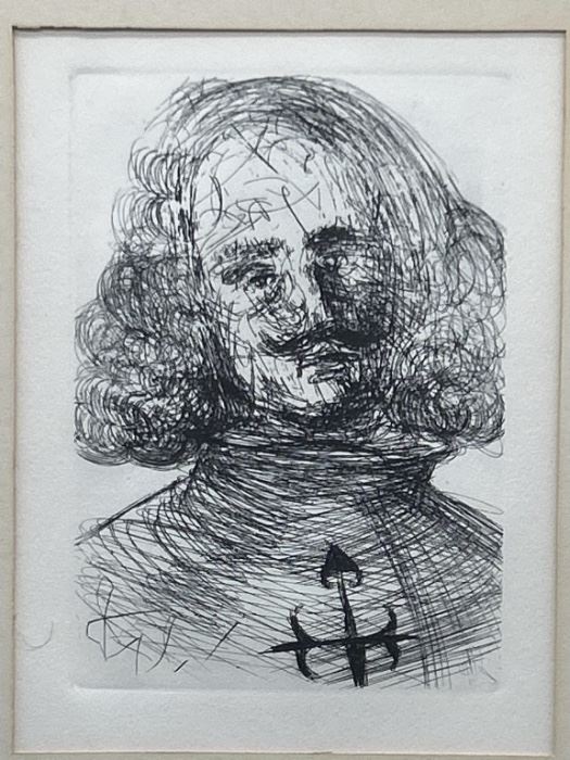 VALAZQUEZ: Salvador Dali Etching with COA