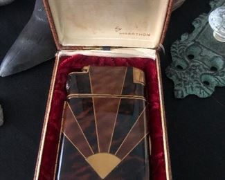 Vintage Art Deco Cigarette Case with Lighter