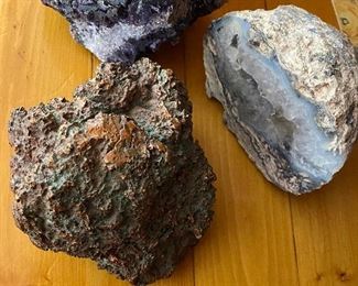 Fluorite, copper and agate 