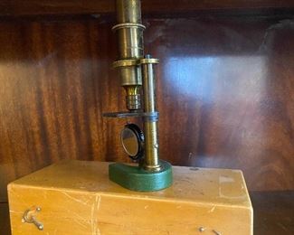 Vintage brass microscope
