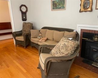 Early 1900's Wicker Sofa, Chair and Rocking Chair - belonged to my client's great-grandmother. 