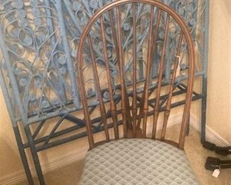 Another chair; twin  blue wicker headboards