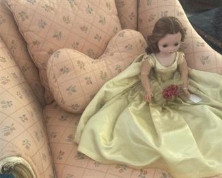 Chaise lounge; vintage doll